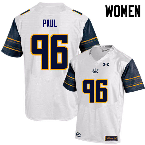 Women #96 Tevin Paul Cal Bears (California Golden Bears College) Football Jerseys Sale-White - Click Image to Close
